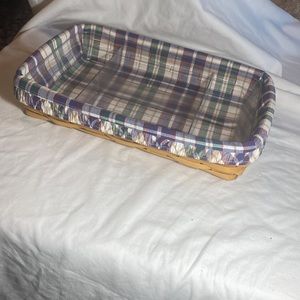 Longaberger small serving tray, market day plaid liner and plastic protector